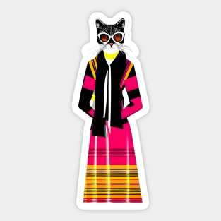 Fashionista Geometric Cubist Cat Sticker